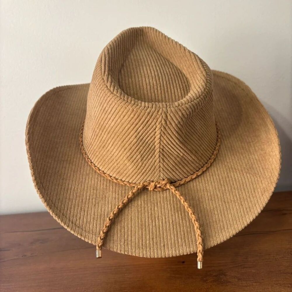 David & Young Women's Courduroy Cowboy Hat with Braided Suede Hat Band